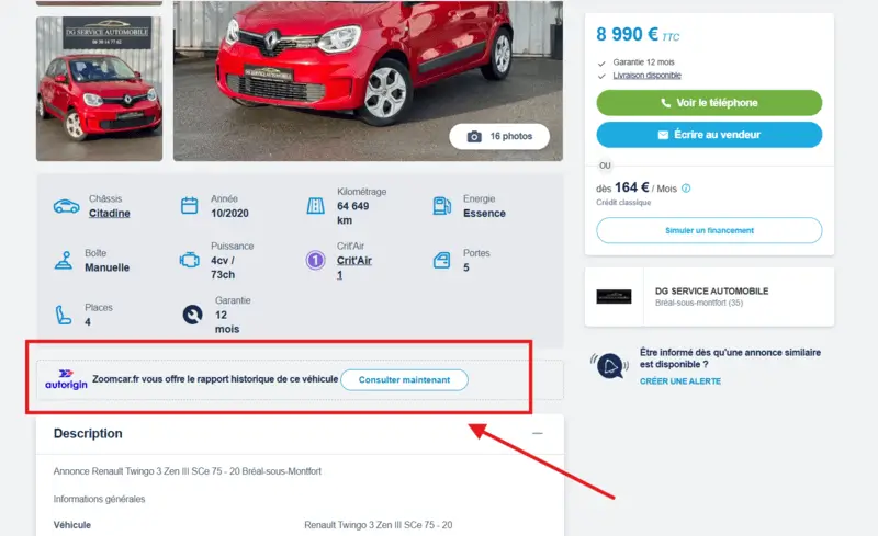 Où trouver le rapport d’historique de ma voiture d’occasion ?