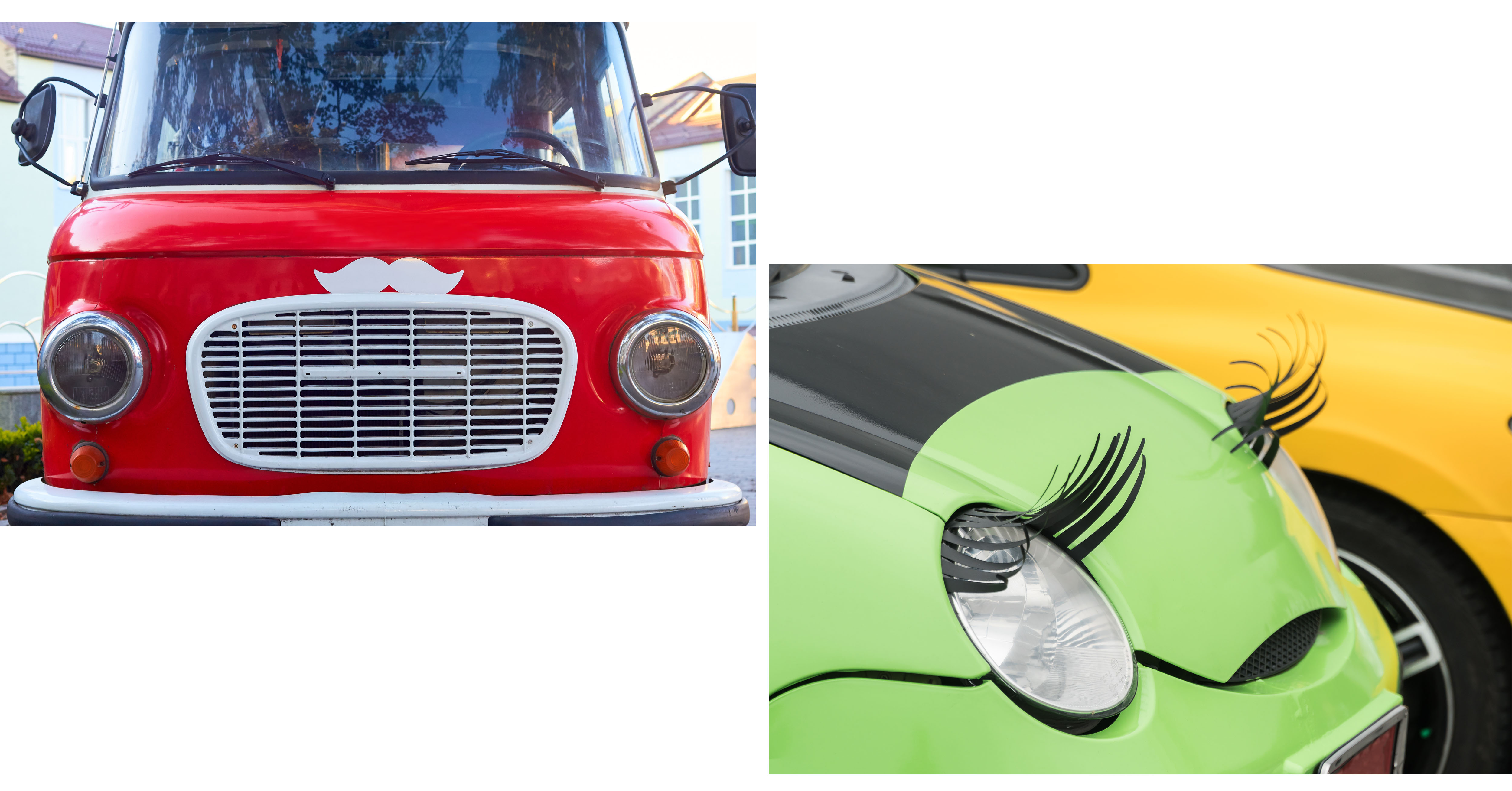 Accessoire de voiture : moustache et cils