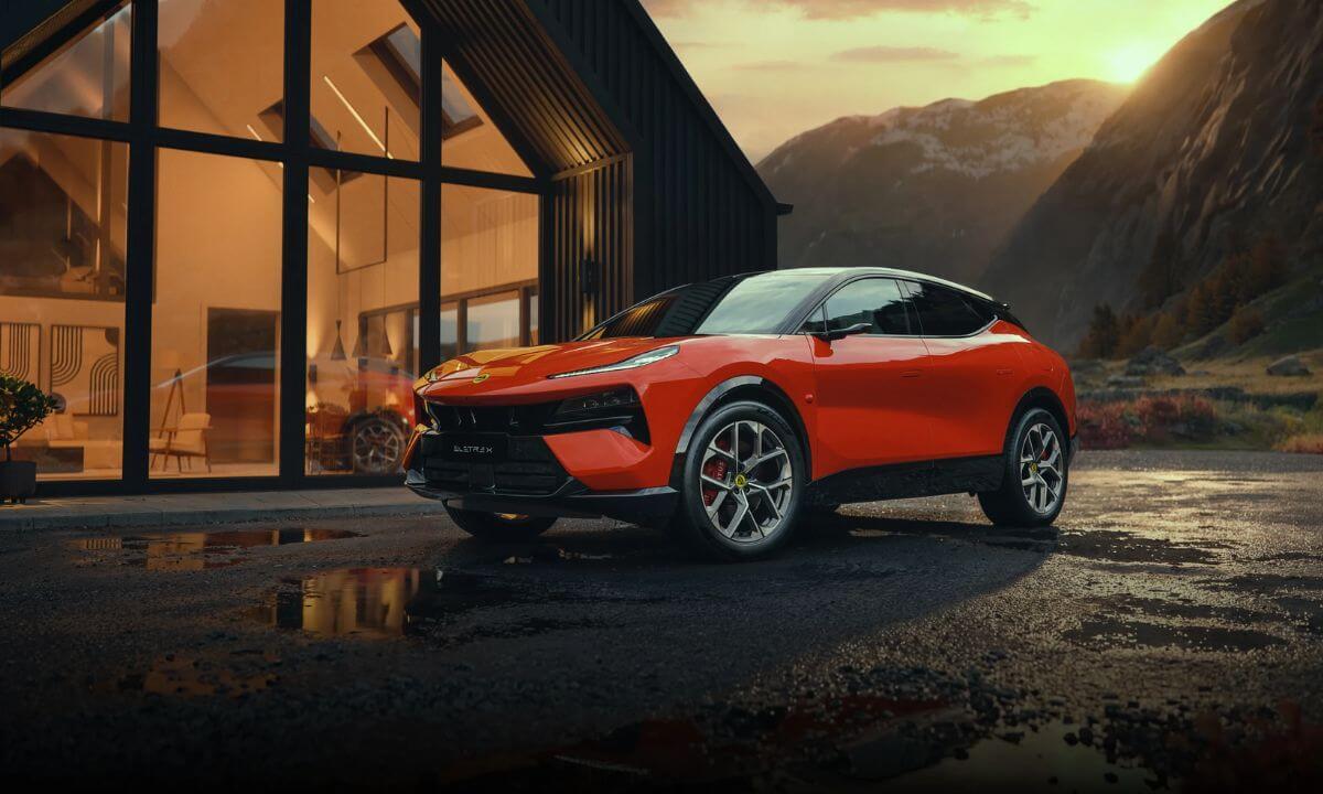 La Lotus Eletre X hybride en rouge