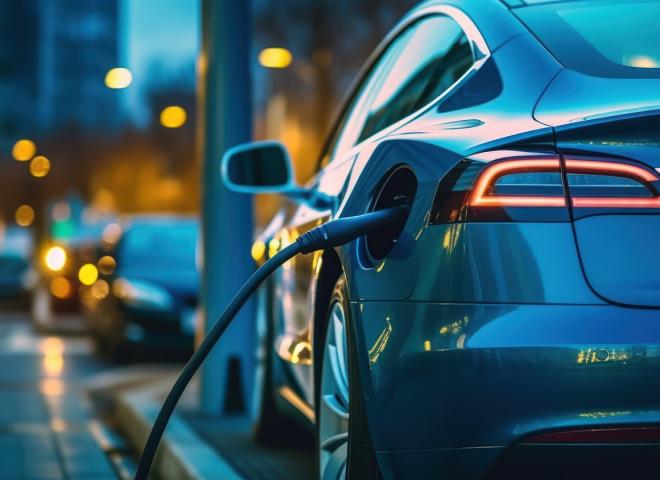 Une voiture électrique en charge avant un long trajet