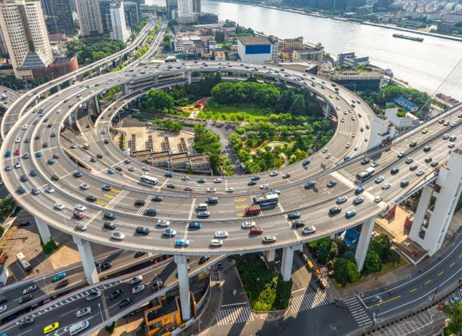 Une zone de circulation à Shanghai