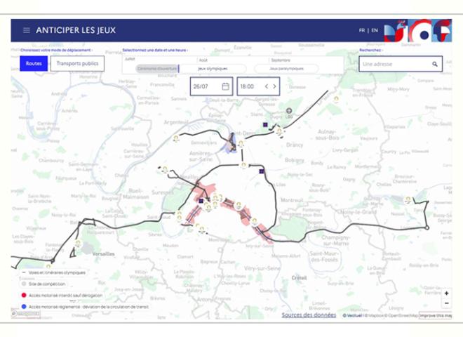 Carte Interactive Paris 2024 - Capture : Site Officiel Anticiperlesjeux.gouv.fr