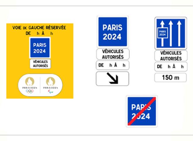 Panneau JO 2024. Application en signalisation statique  - Capture Site Officiel Interieur.gouv.fr