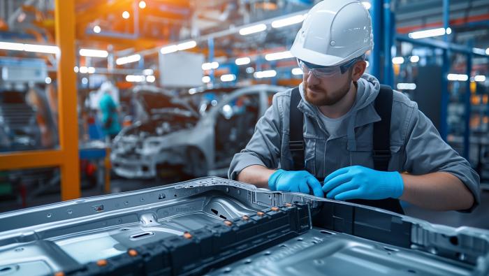 Un ingénieur travaille sur la durée de vie d'une batterie de voiture électrique