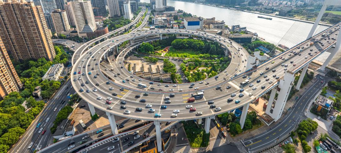 Une zone de circulation à Shanghai